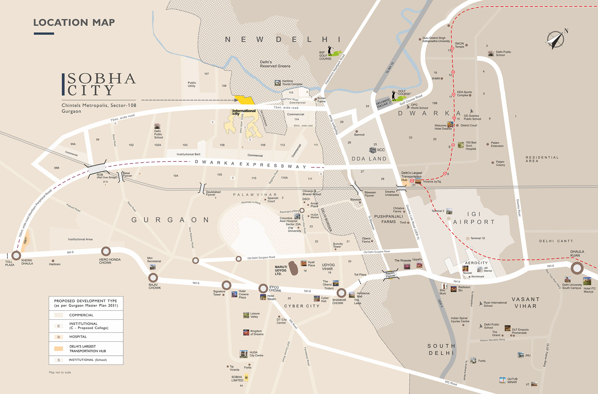 Sobha City Gurgaon Location Map